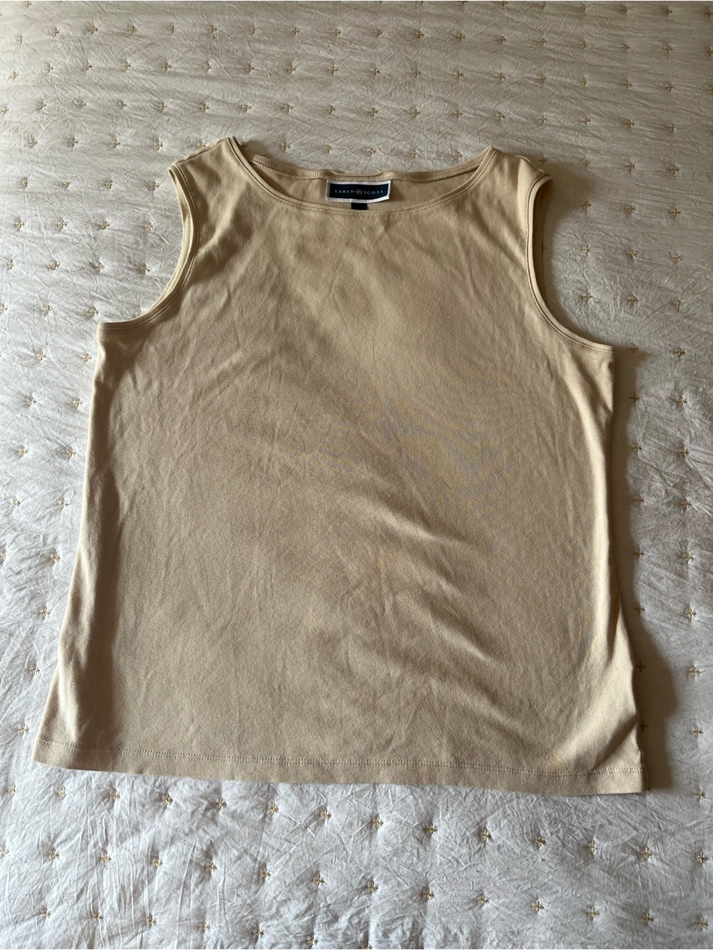 Karen Scott Beige Sleeveless Tank Top